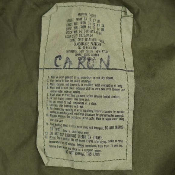 USAF Field Jacket Mens Medium Short Green Woodland Camo Cold Weather Patches SGT - Picture 3 of 16